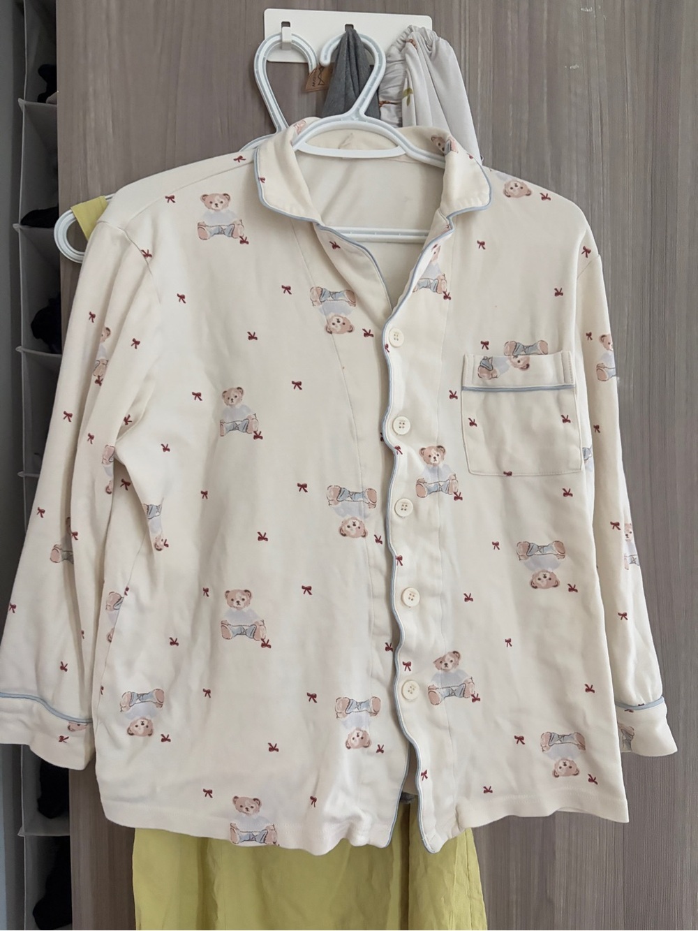 Cream Bear Print Kids Pajama Top - Unbranded